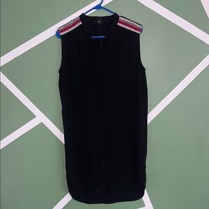 H&M sleeveless black‎ button-front shirt dress Size -10